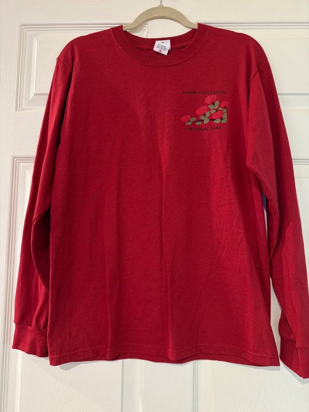 Hawaii Volcanoes National Park Long Sleeve Red Shirt M Anvil 100% Cotton